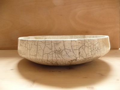 Grand plat ceinturé - Grès chamotté - Cuisson Raku
